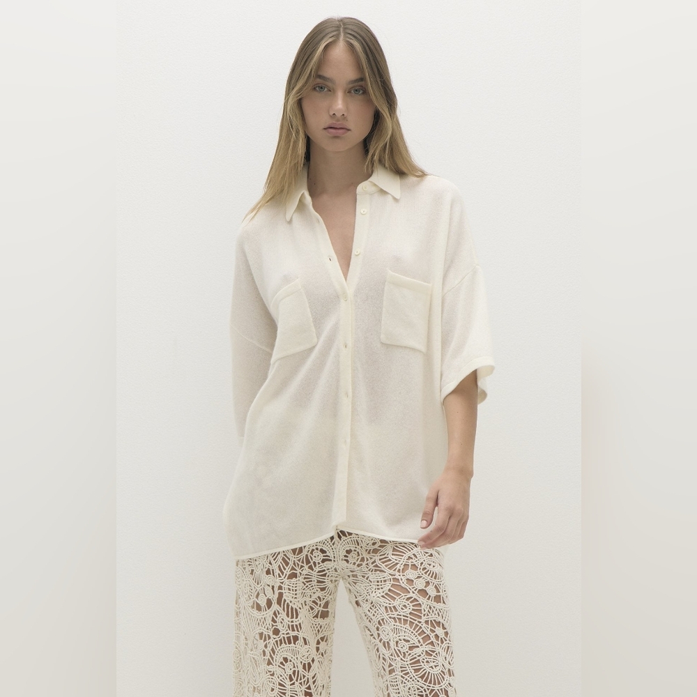 NakedCashmere Rue Button-Up Cashmere Top Size S 